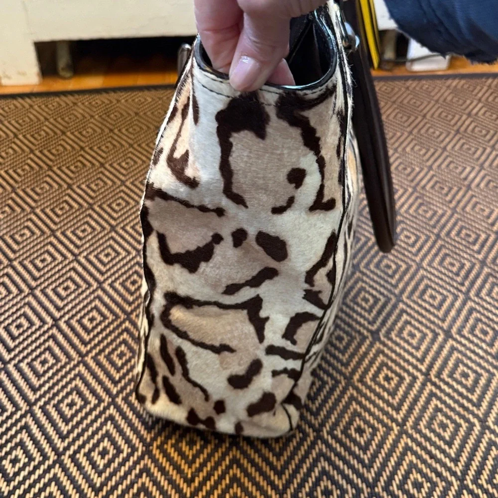 COACH large Ocelot Leopard print dyed Hair on calf tote 21165